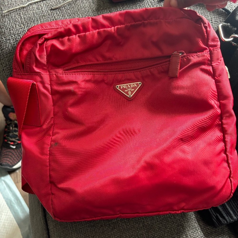 Prada Red Nylon Shoulder Bag